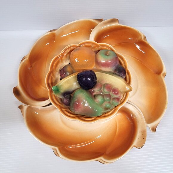 Lane & Co Van Nuys Ca 5 Piece Chip & Dip Ceramic Centerpiece Fruit Bowl #3030 - Picture 2 of 11